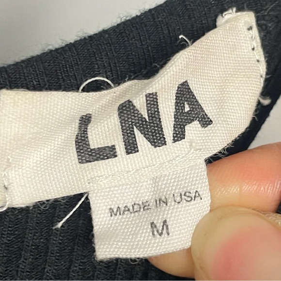 LNA Heathered Black Ribbed Halter Casual Fit & Flare Dress - Picture 3 of 9